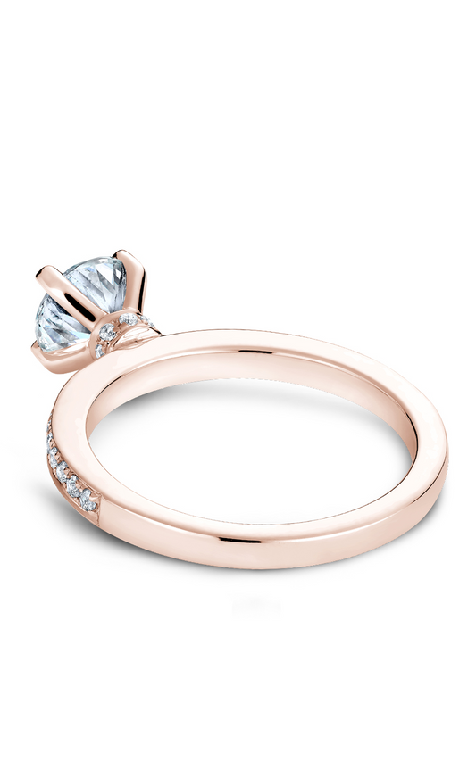 14K Rose Gold Solitaire Sidestone Round Engagement Ring