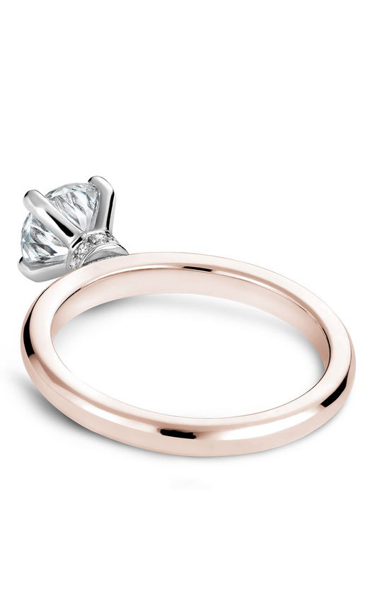 14K Rose Gold and 14K White Gold Solitaire Round Engagement Ring