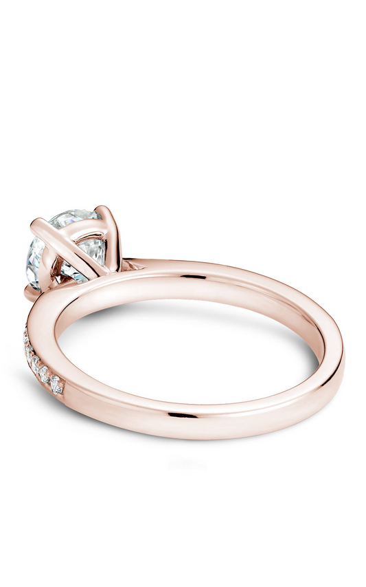 14K Rose Gold Solitaire Sidestone Round Engagement Ring