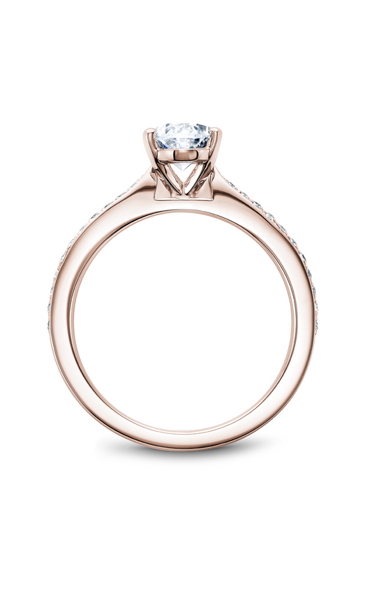 14K Rose Gold Solitaire Sidestone Oval Engagement Ring