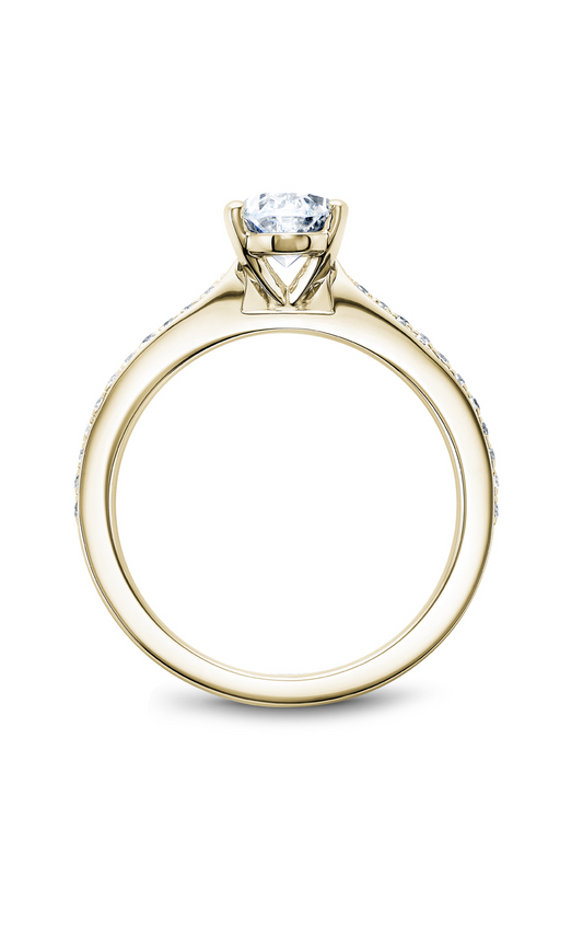 18K Yellow Gold Solitaire Sidestone Oval Engagement Ring