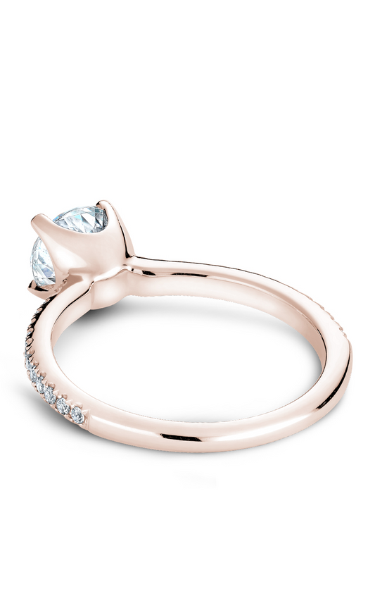 14K Rose Gold Solitaire Sidestone Round Engagement Ring
