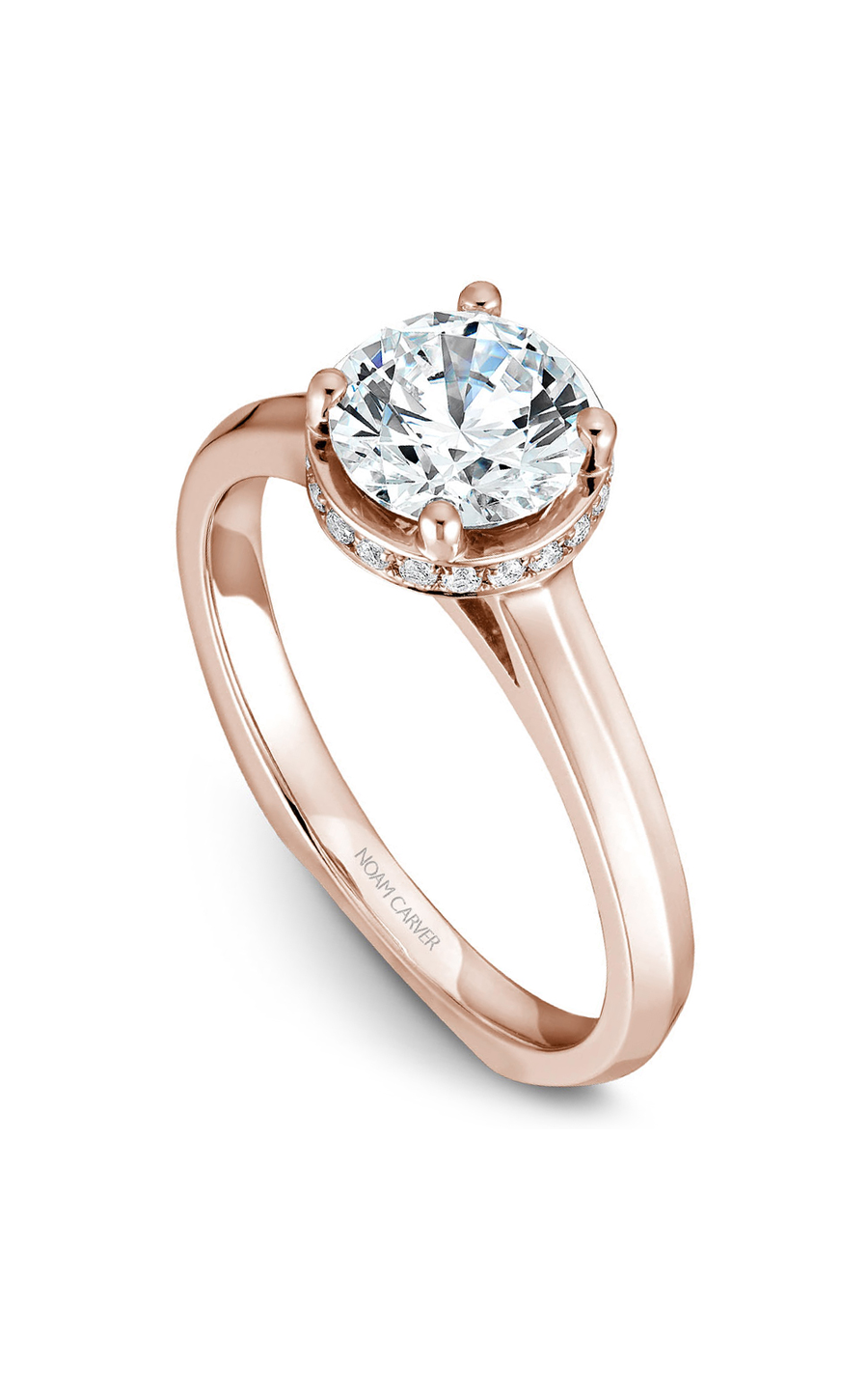 18K Rose Gold Solitaire Round Engagement Ring