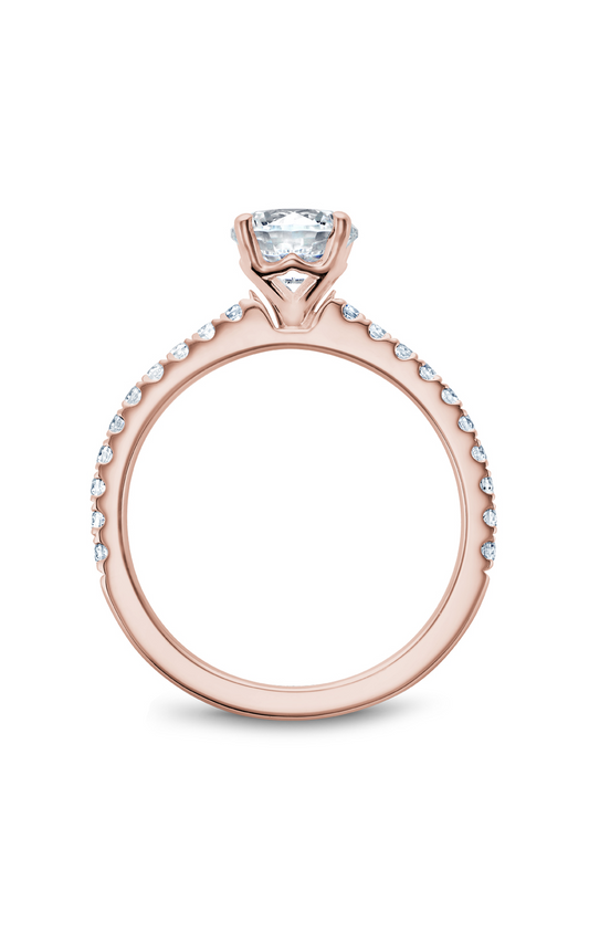 14K Rose Gold Solitaire Sidestone Round Engagement Ring