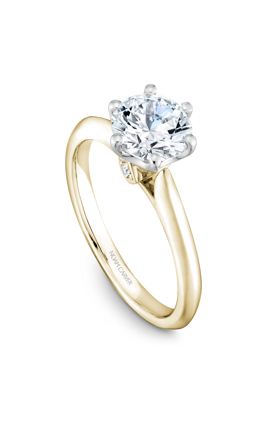 18K White Gold and 18K Yellow Gold Solitaire Round Engagement Ring