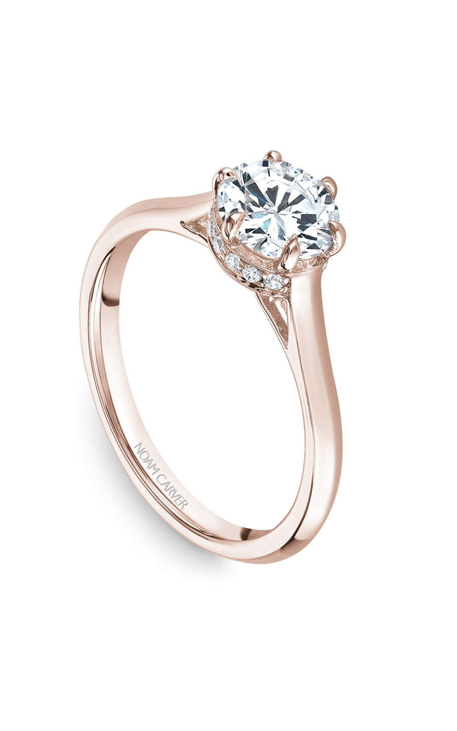 18K Rose Gold Solitaire Round Engagement Ring