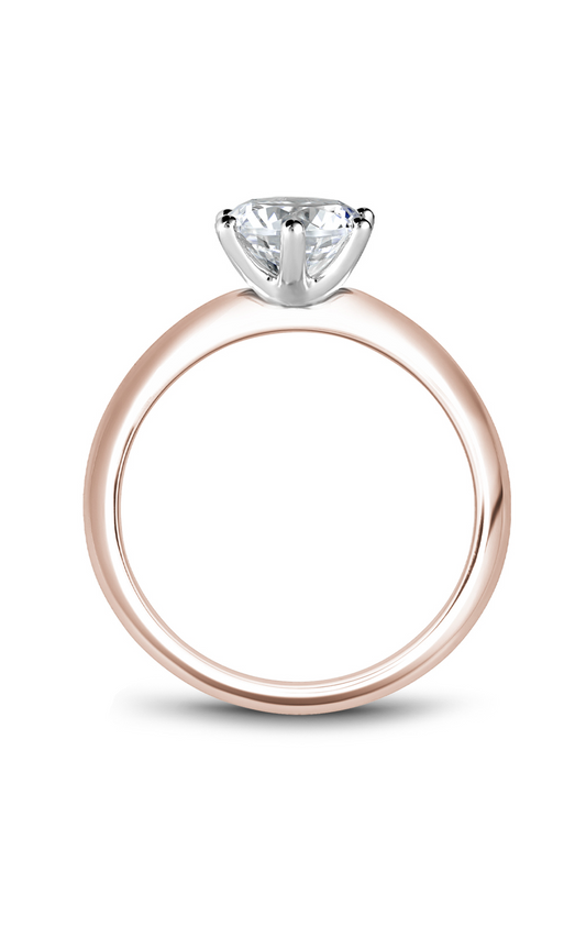 14K Rose Gold and 14K White Gold Solitaire Round Engagement Ring