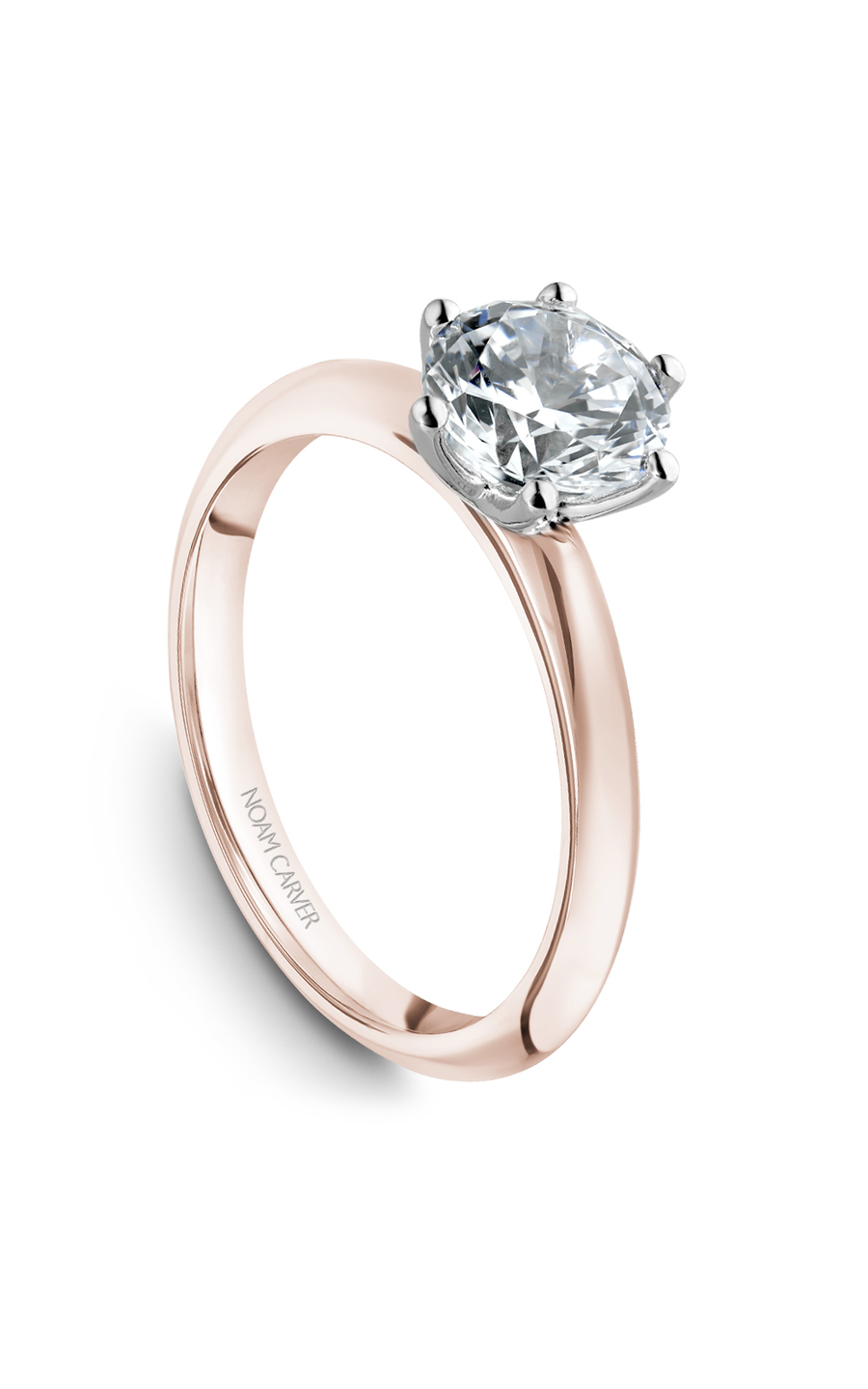 14K Rose Gold and 14K White Gold Solitaire Engagement Ring