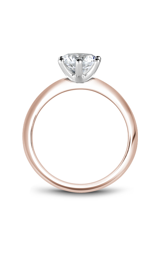 18K Rose Gold and 18K White Gold Solitaire Round Engagement Ring