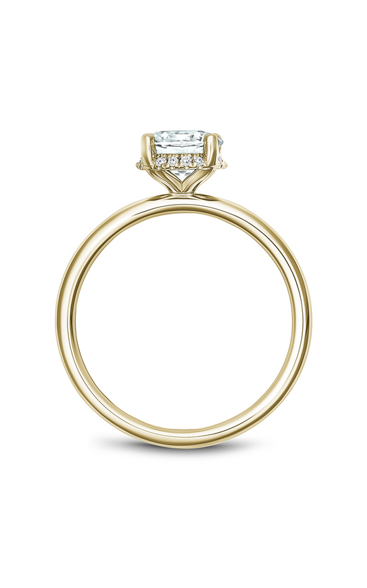 14K Yellow Gold Solitaire Halo Round Engagement Ring