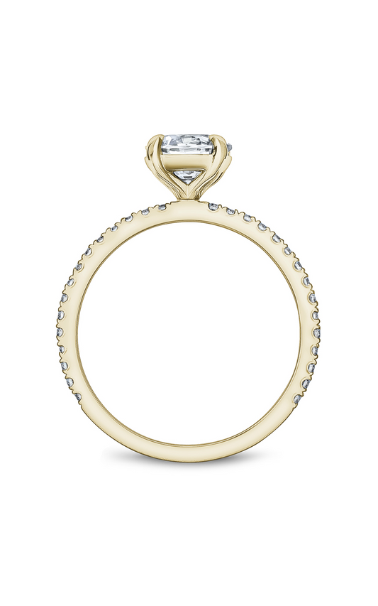 18K Yellow Gold Solitaire Sidestone Round Engagement Ring