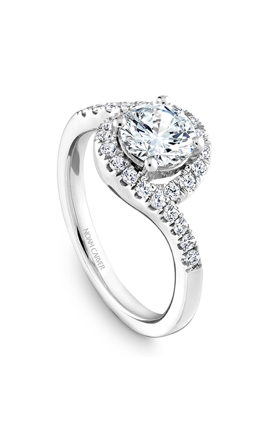 14K White Gold Halo Round Engagement Ring