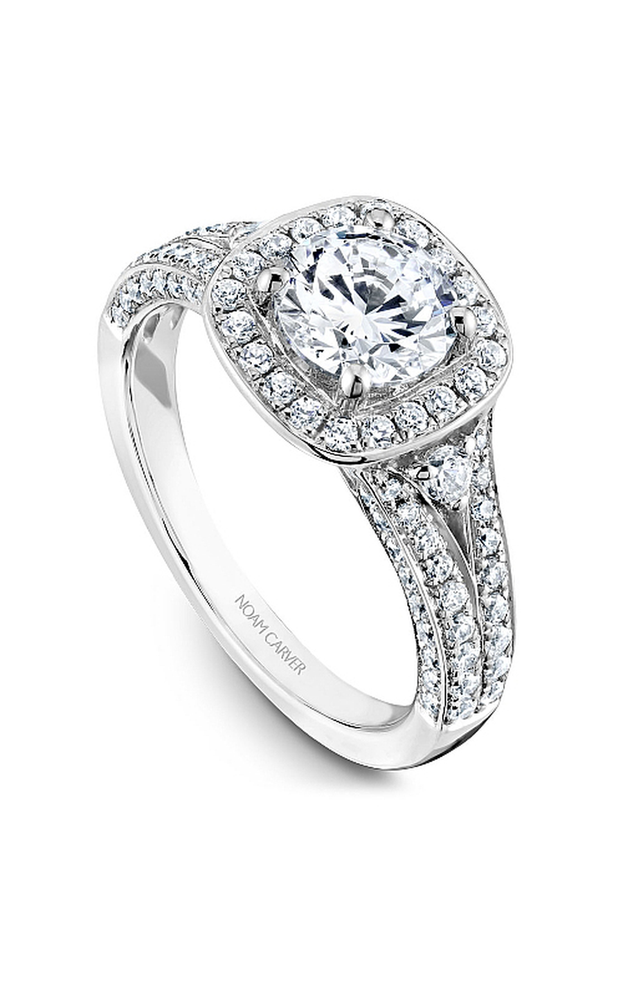 14K White Gold Halo Round Engagement Ring