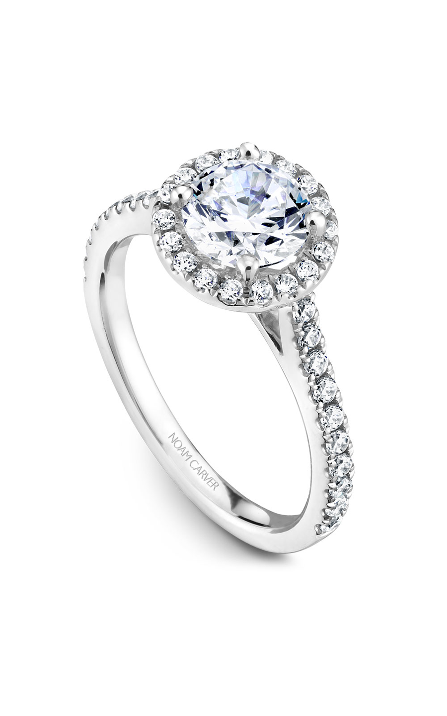14K White Gold Halo Round Engagement Ring
