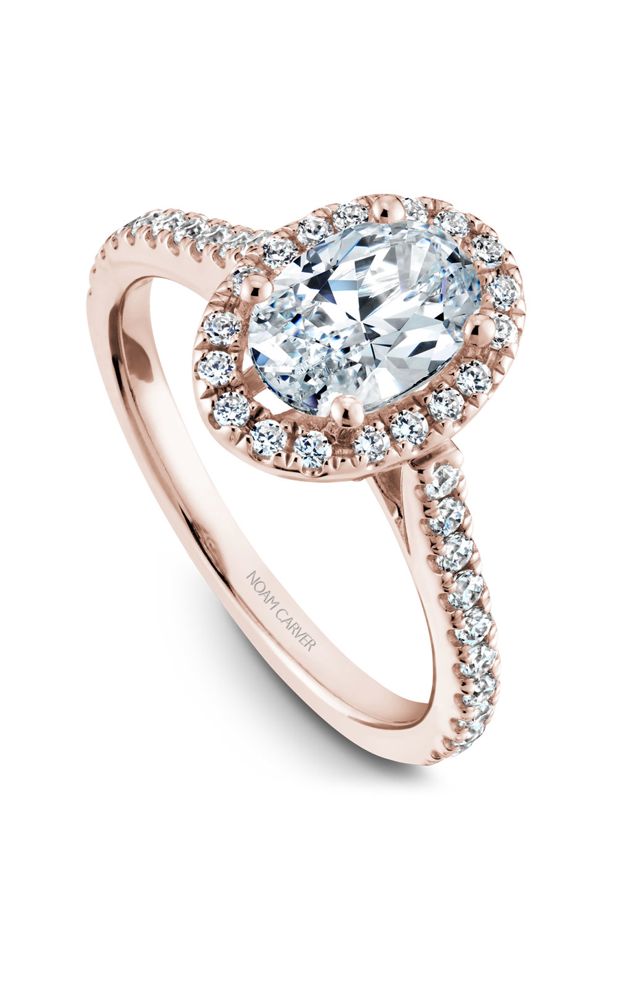 14K Rose Gold Halo Oval Engagement Ring