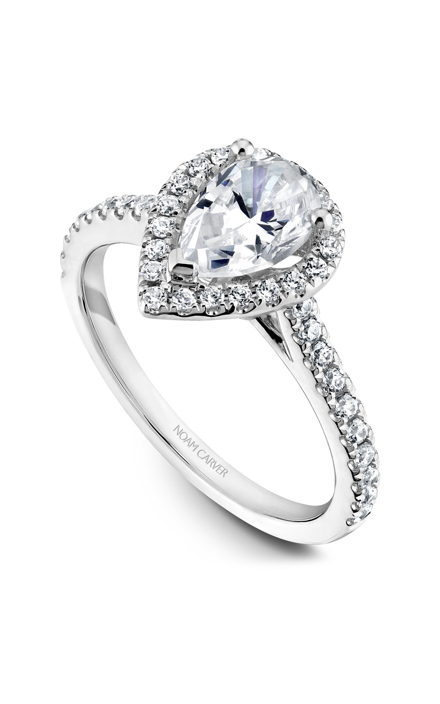 14K White Gold Halo Pear Engagement Ring
