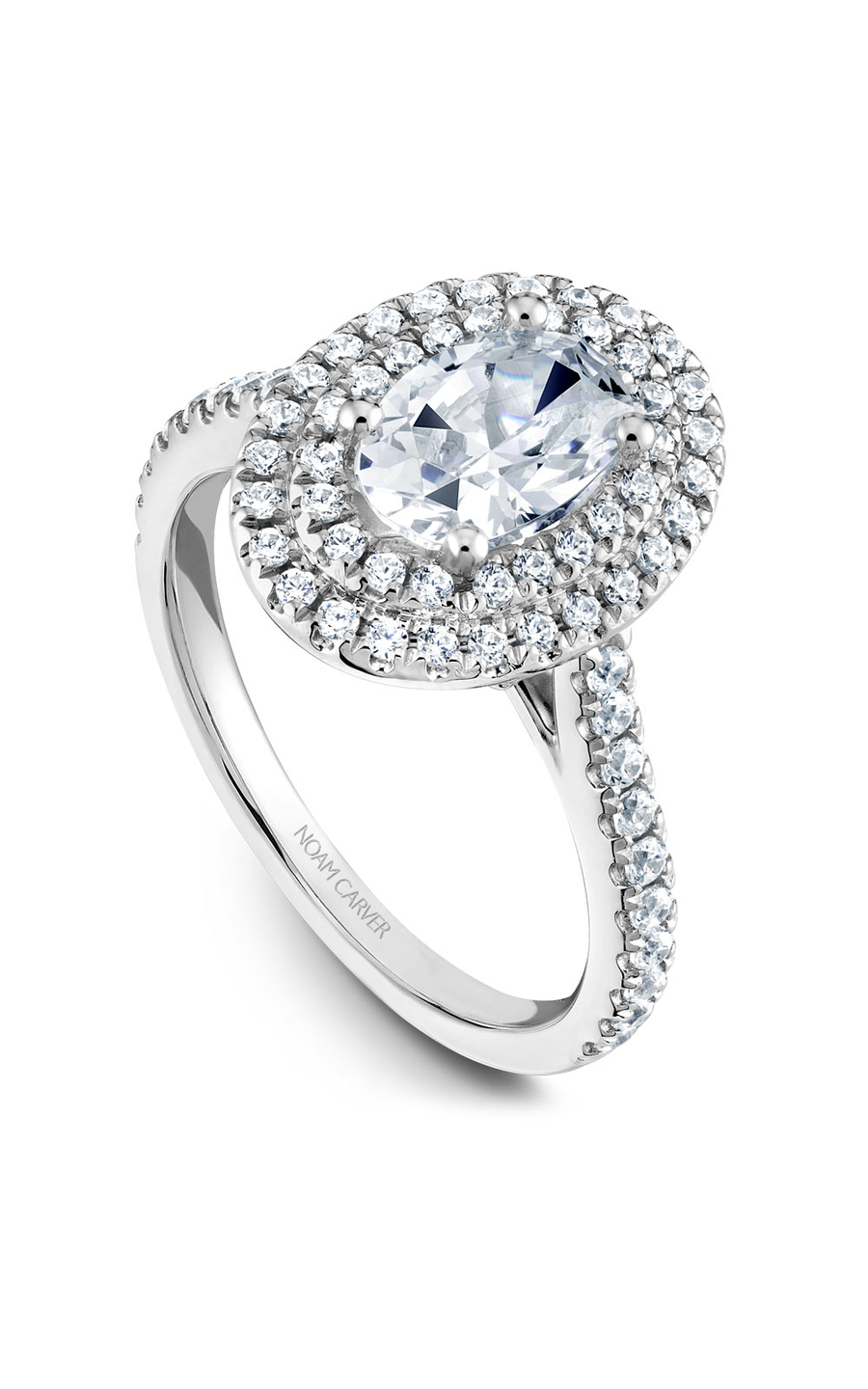 14K White Gold Halo Oval Engagement Ring