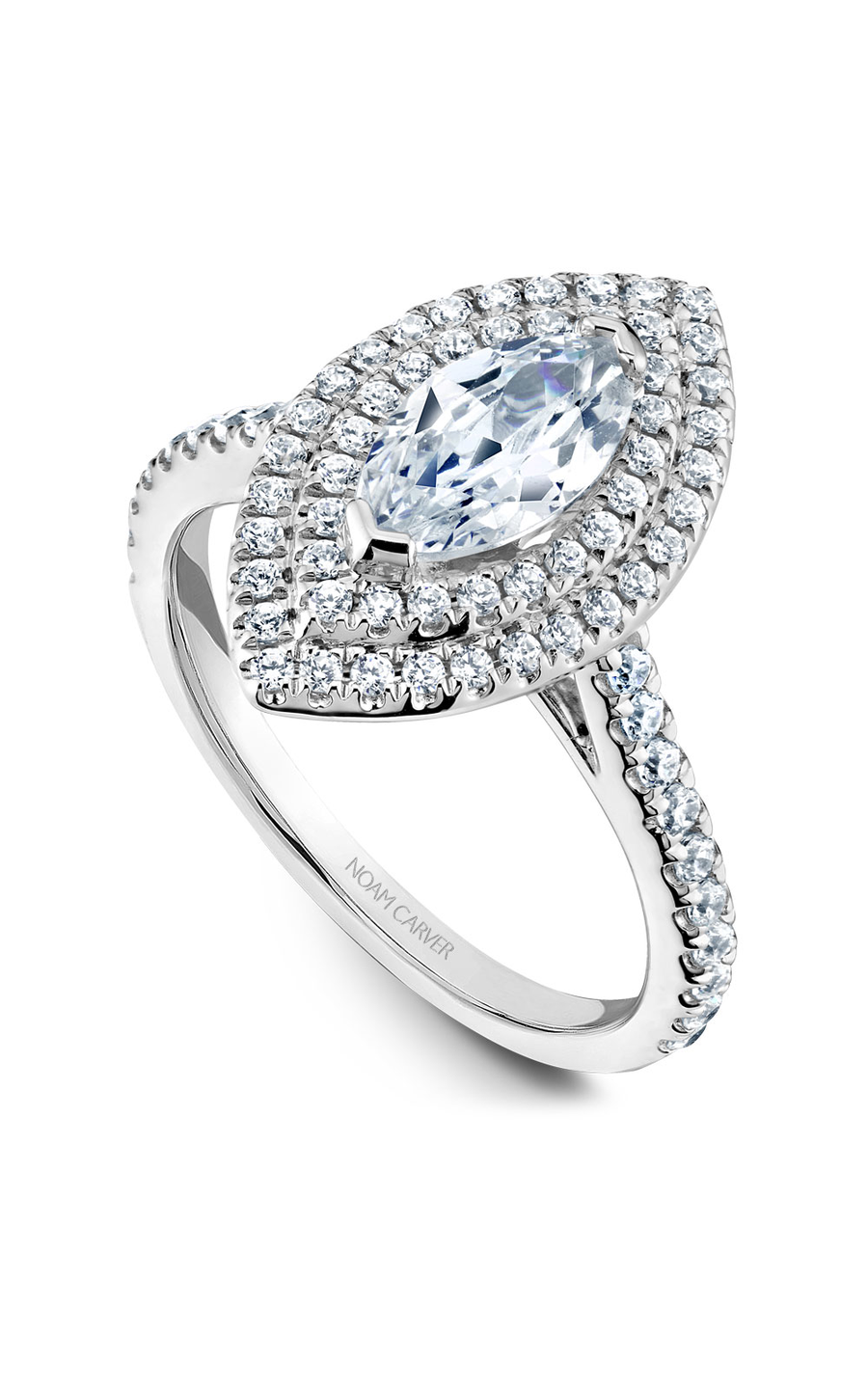 14K White Gold Halo Marquise Engagement Ring