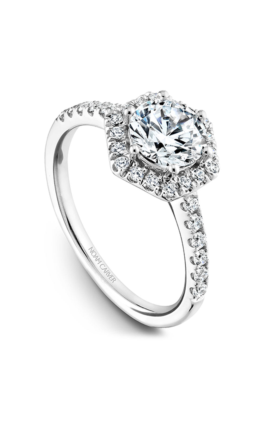 14K White Gold Halo Round Engagement Ring