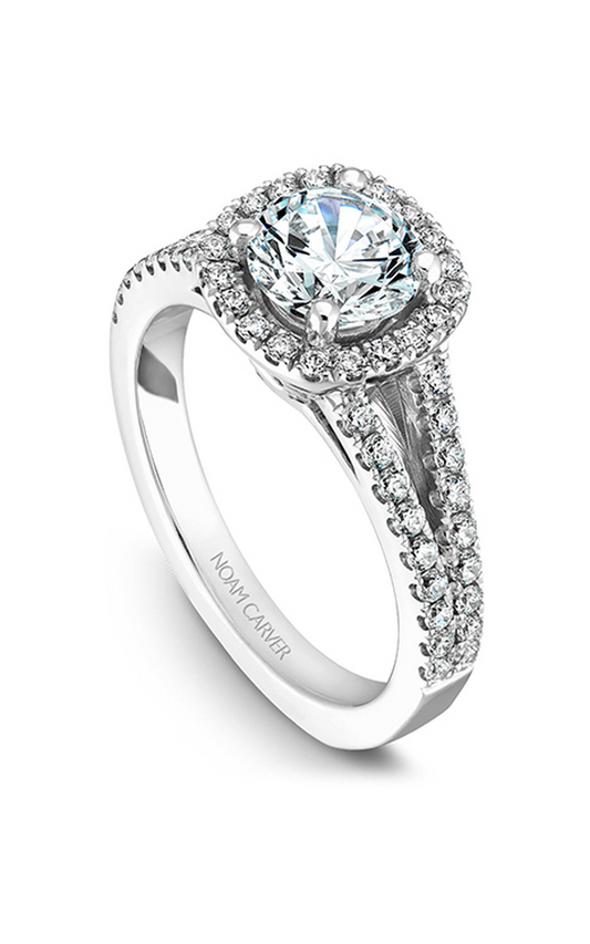 14K White Gold Halo Round Engagement Ring