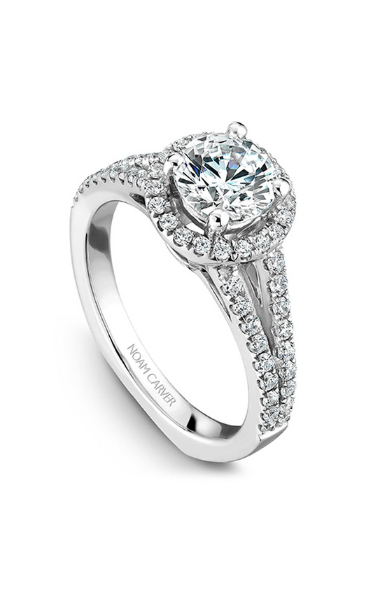 14K White Gold Halo Round Engagement Ring