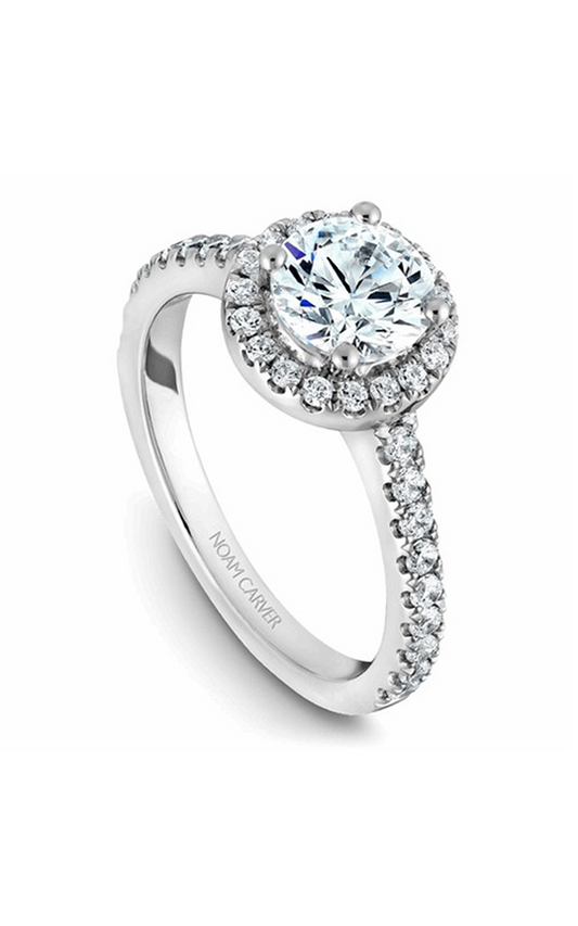 14K White Gold Halo Round Engagement Ring