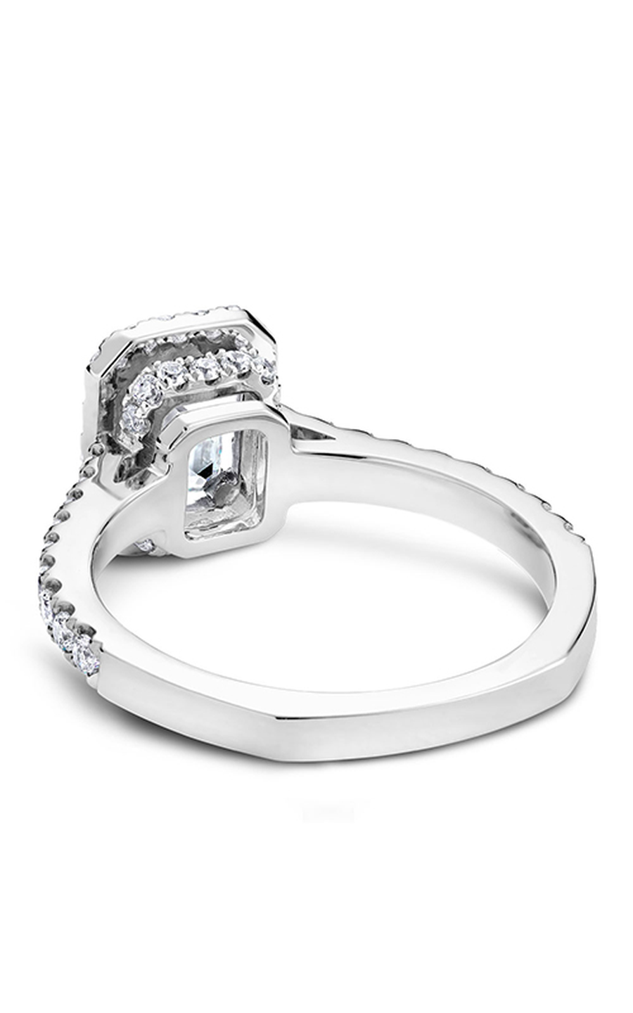 14K White Gold Halo Emerald Engagement Ring