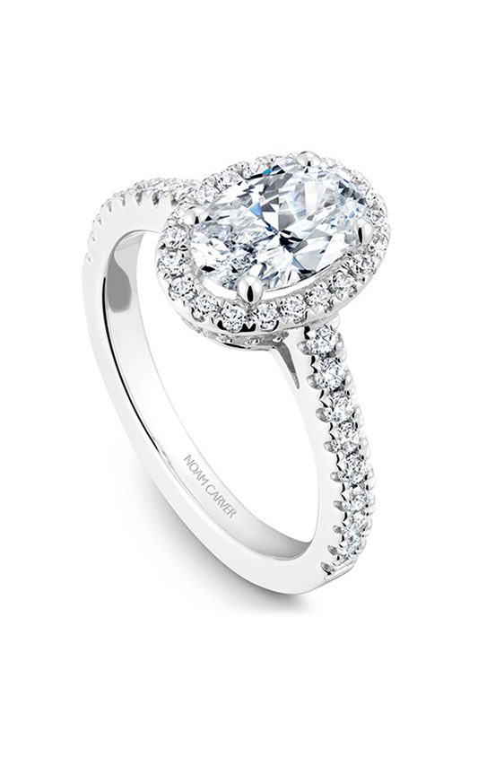 14K White Gold Halo Oval Engagement Ring