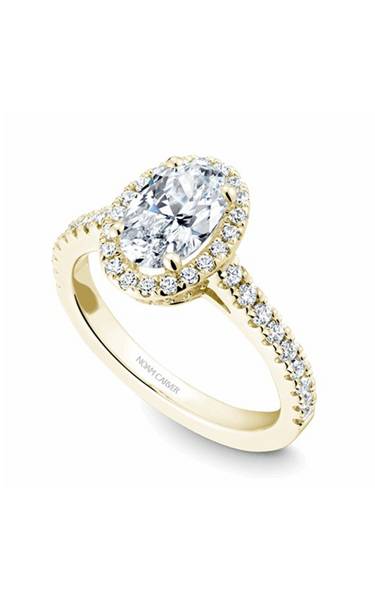 14K Yellow Gold Halo Oval Engagement Ring