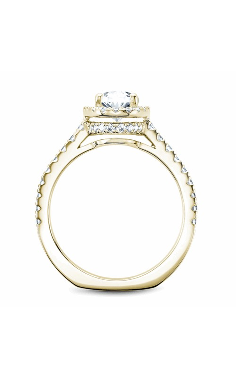 14K Yellow Gold Halo Oval Engagement Ring