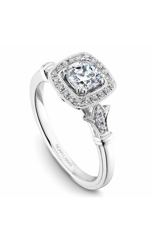 14K Rose Gold and 14K White Gold Halo Cushion Engagement Ring