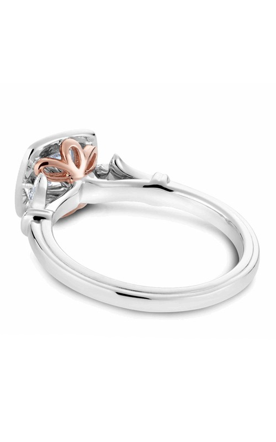 14K Rose Gold and 14K White Gold Halo Cushion Engagement Ring
