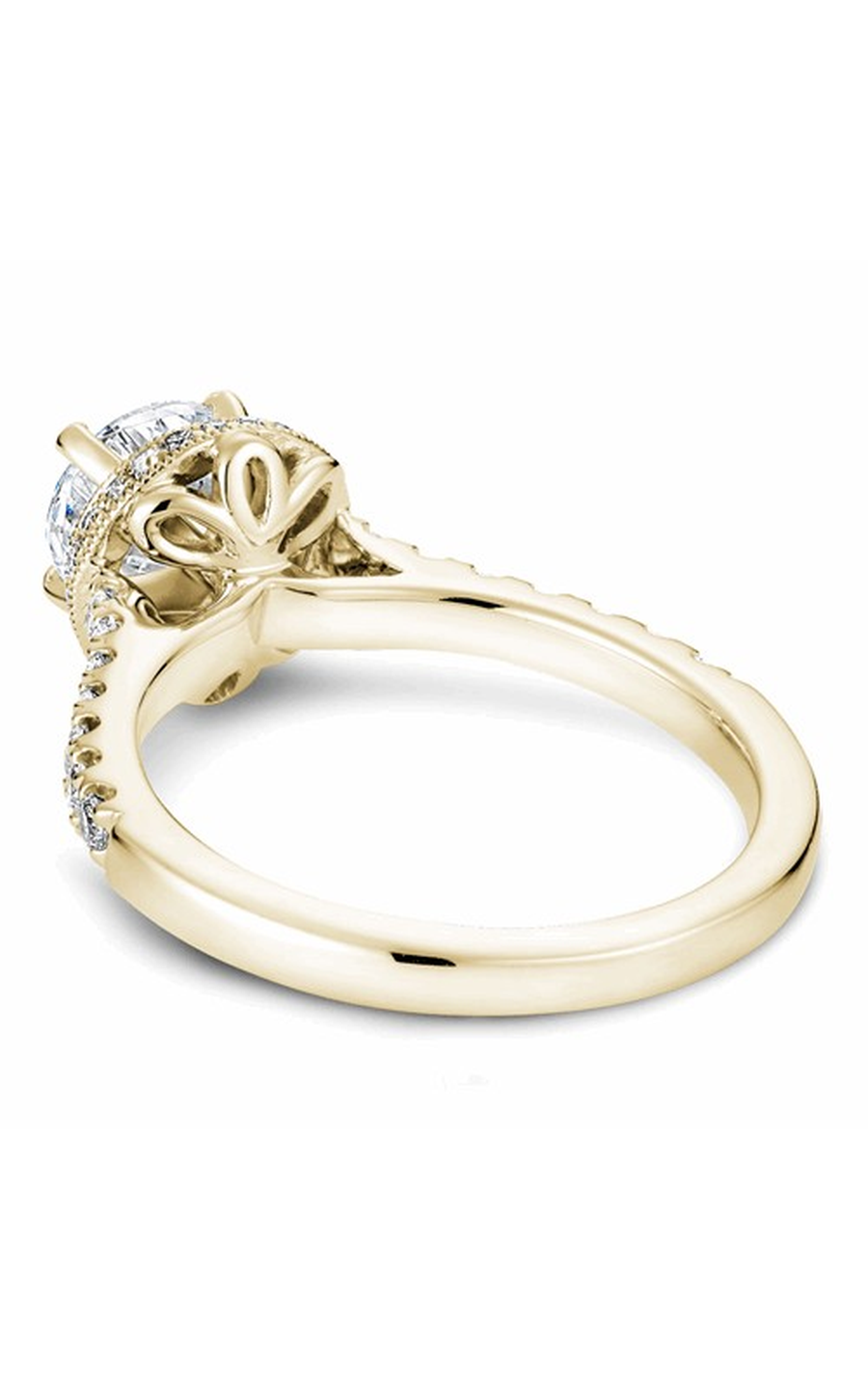 14K Yellow Gold Halo Round Engagement Ring