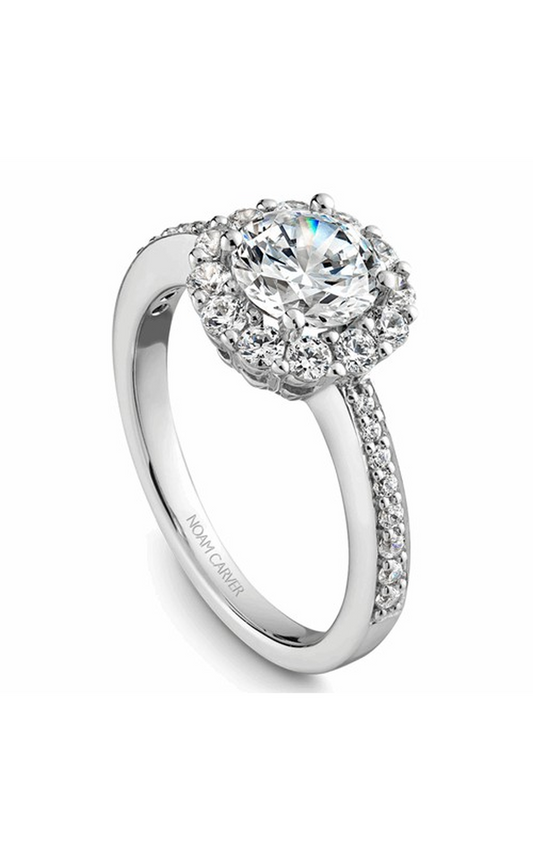 14K White Gold Halo Round Engagement Ring
