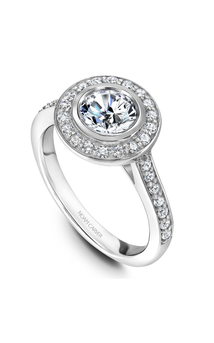 14K White Gold Halo Round Engagement Ring