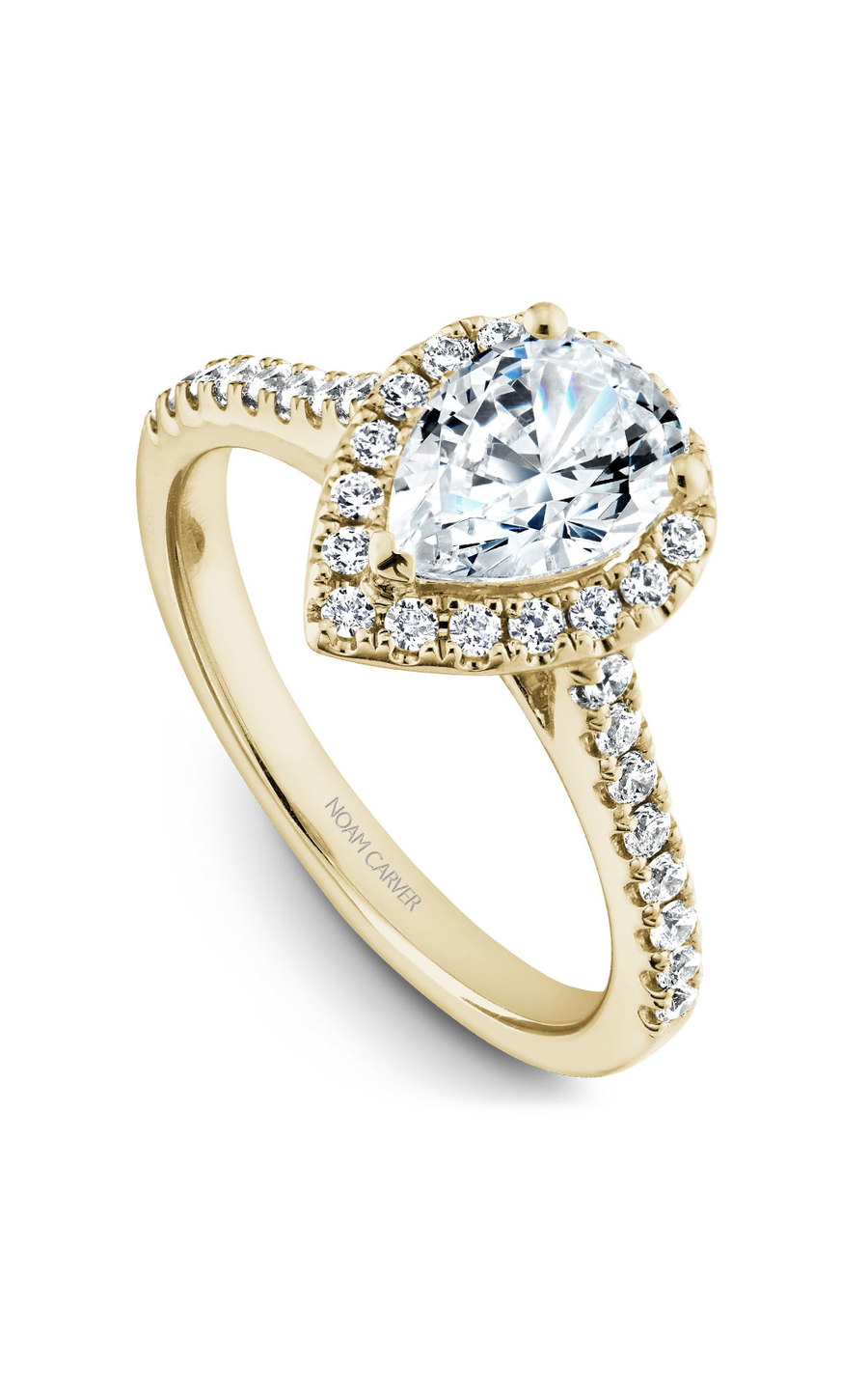 14K Yellow Gold Halo Pear Engagement Ring