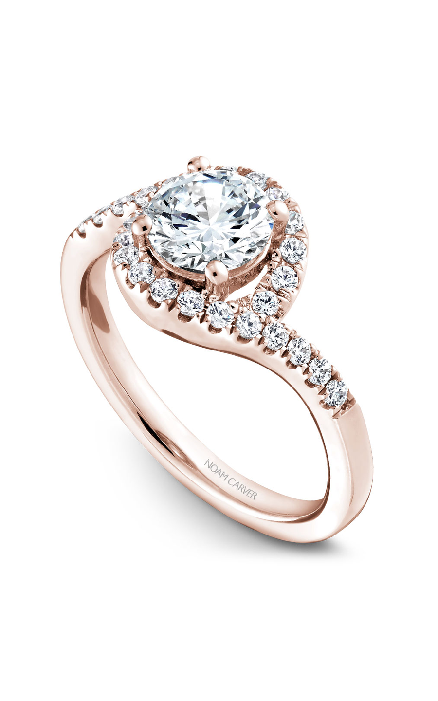 14K Rose Gold Halo Round Engagement Ring