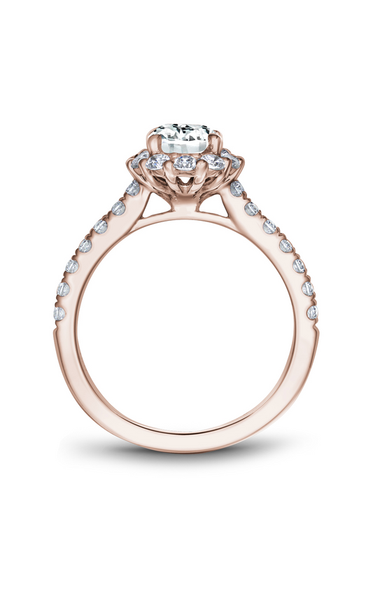 14K Rose Gold Halo Oval Engagement Ring