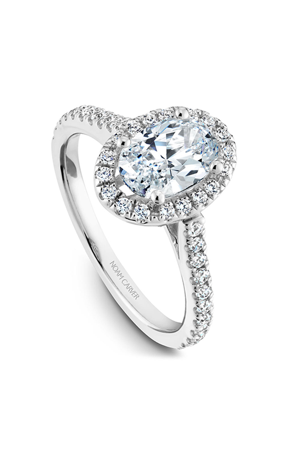 14K White Gold Halo Oval Engagement Ring