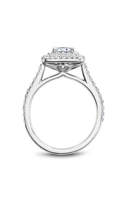 14K White Gold Halo Emerald Engagement Ring