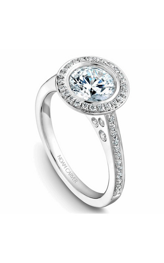 18K White Gold Halo Round Engagement Ring