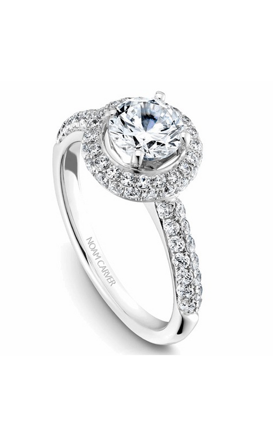18K White Gold Halo Round Engagement Ring