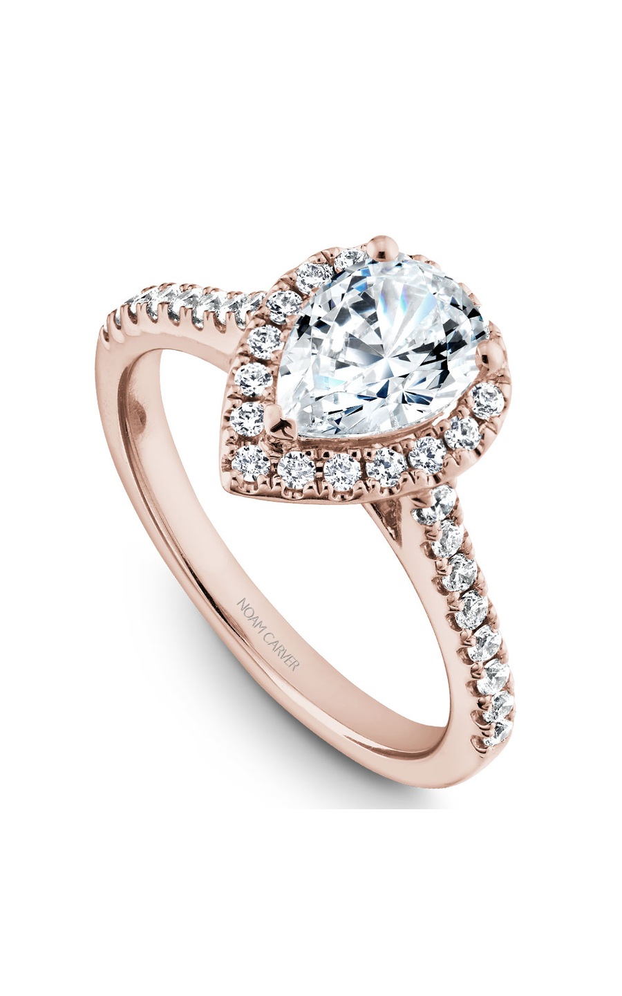 18K Rose Gold Halo Pear Engagement Ring
