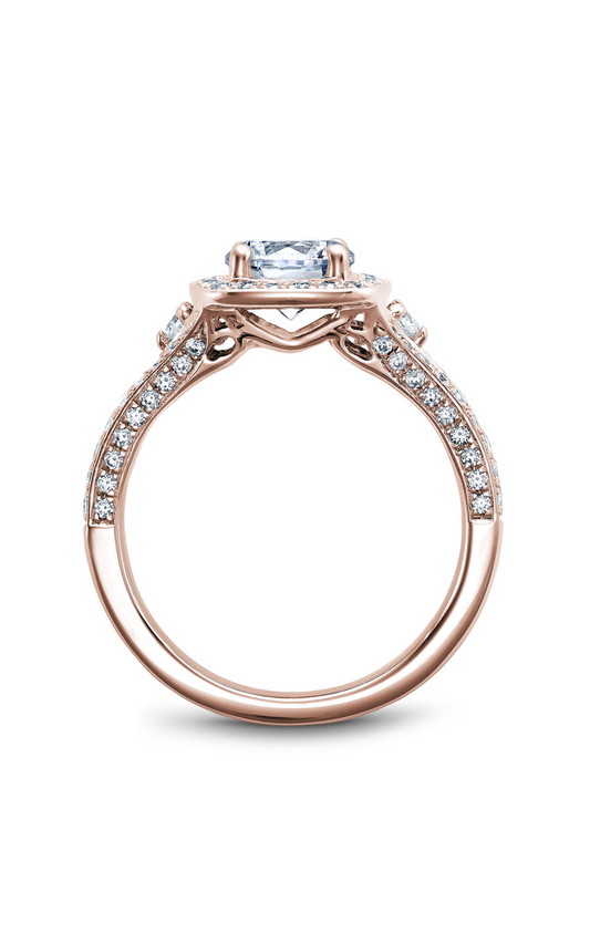 18K Rose Gold Halo Round Engagement Ring