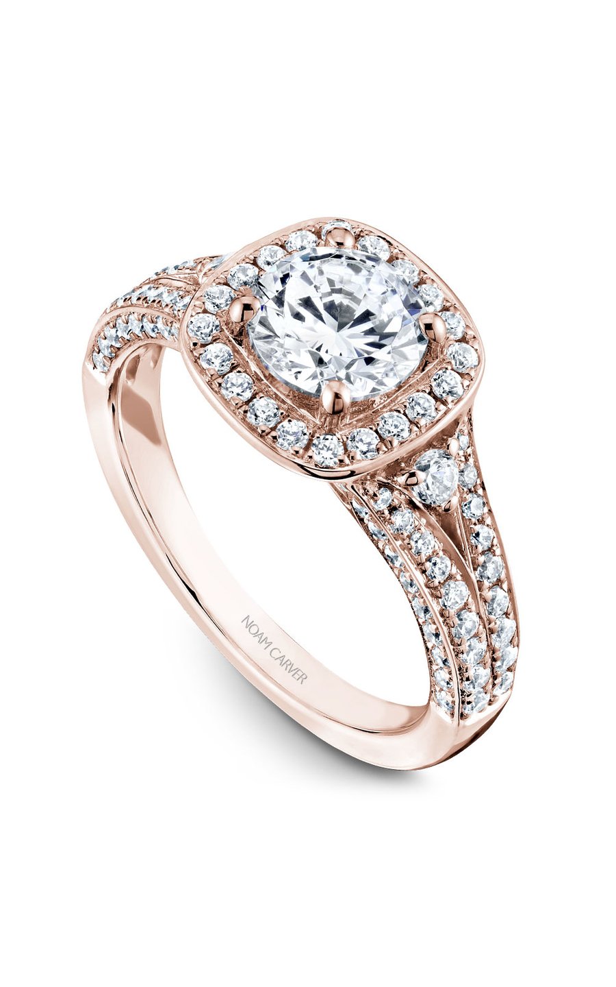 18K Rose Gold Halo Round Engagement Ring