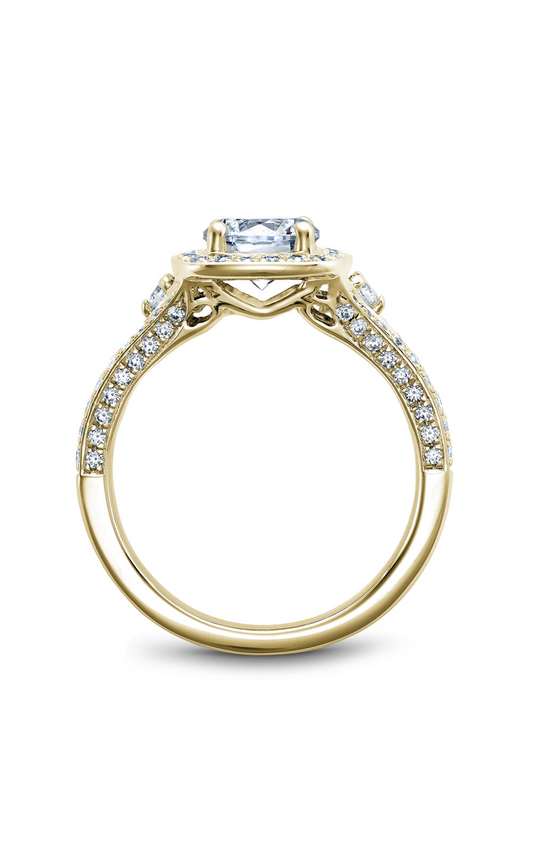 18K Yellow Gold Halo Round Engagement Ring