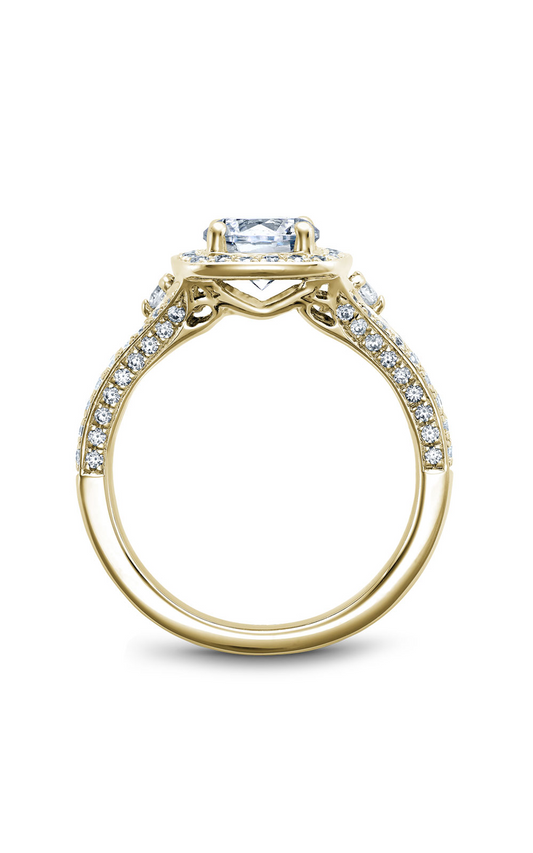 18K Yellow Gold Halo Round Engagement Ring