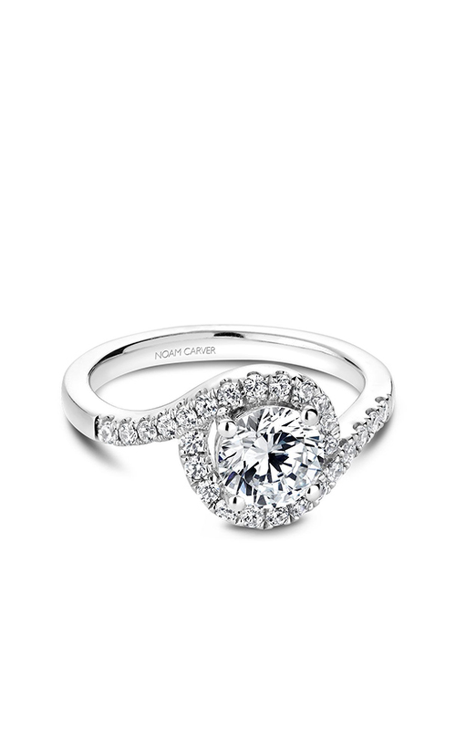 18K White Gold Halo Round Engagement Ring