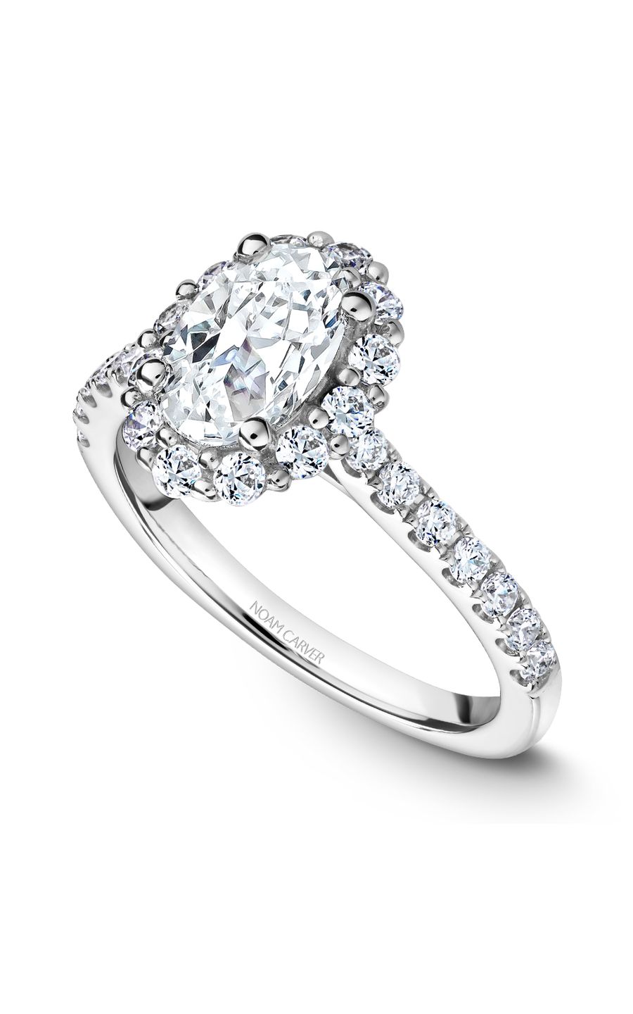 18K White Gold Halo Oval Engagement Ring