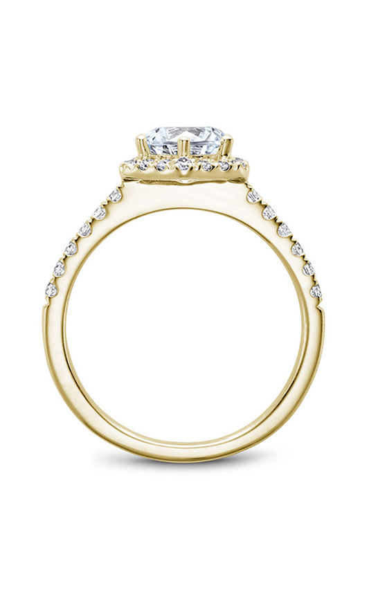 18K Yellow Gold Halo Round Engagement Ring